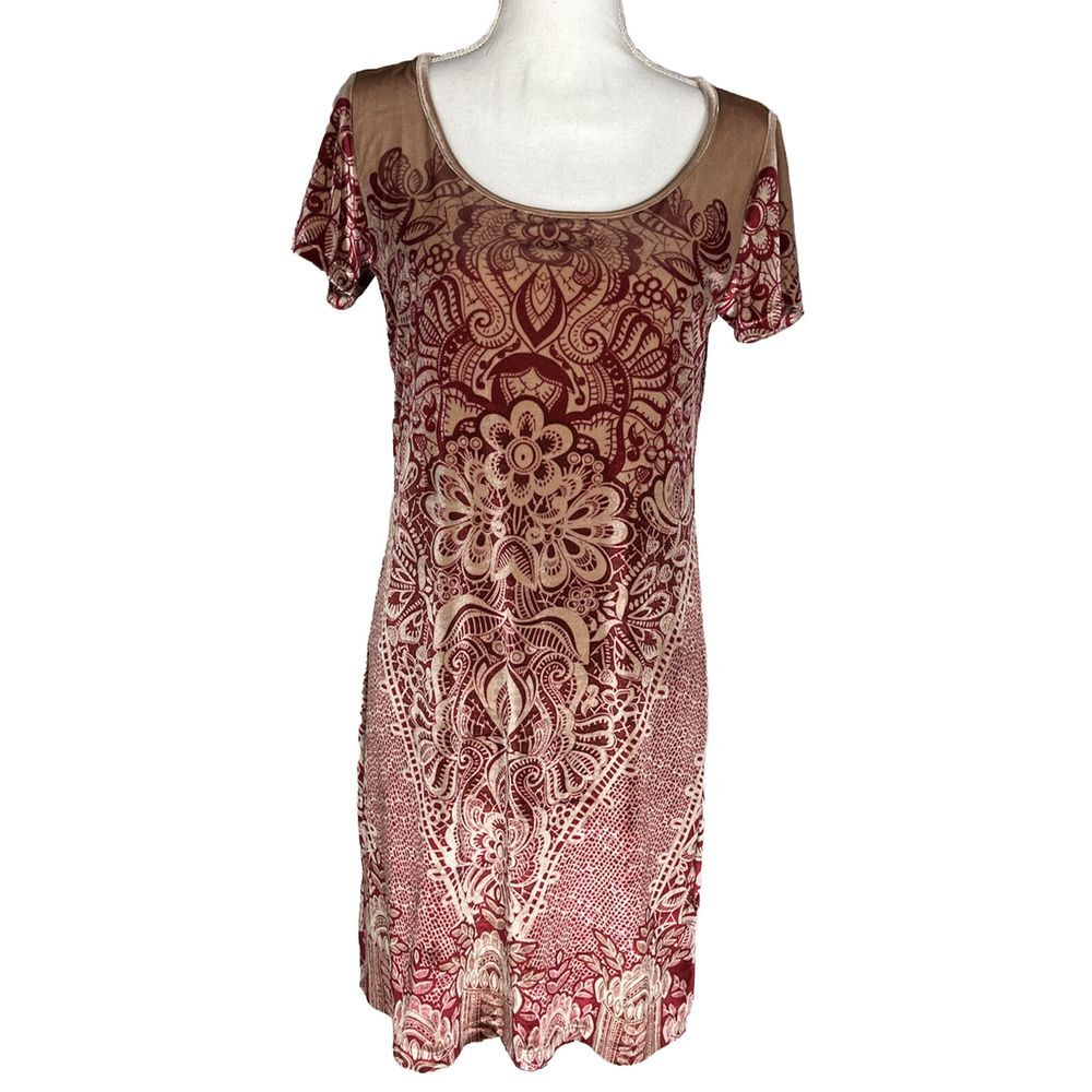 Holly‎ Hock by Lucky Brand Stretch Velour Mandala Print Dress Size Small